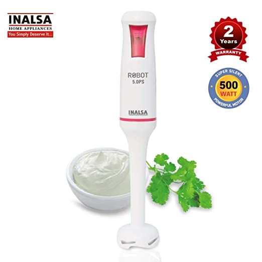 Inalsa Robot 5.0 CP 500W Hand Blender - with Chopper & 700ml Multipurpose Jar/ 2 Year Warranty/ Super Silent Powerful Motor Inalsa Robot 5.0 CP 500W Hand Blender - with Chopper & 700ml Multipurpose Jar/ 2 Year Warranty/ Super Silent Powerful Motor